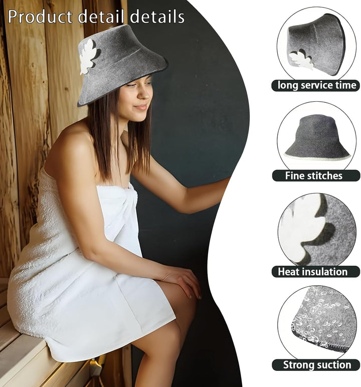 KHDULQ Saunahut,2 Filzhut für Damen und Herren Inkl Saunamütze aus Sauna Mütze Filzkappe Mütze Filzh