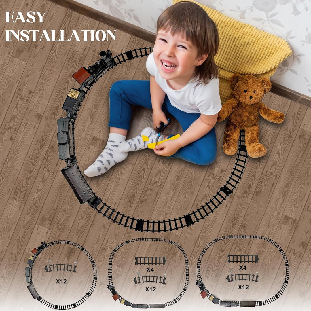 Weihnachtszug Ferngesteuert Kindereisenbahn Set – Elektrische Eisenbahn Spielzeug mit Dampf Effekt,