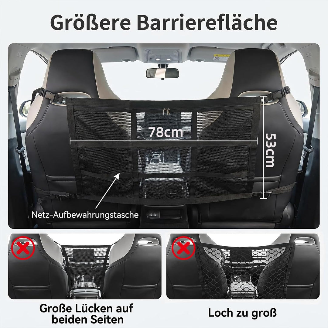 Hundegitter Auto Mit Aufbewahrungstaschen Trennnetz Hund, 78x53 cm Universal-Doppelschicht-Mesh Tren