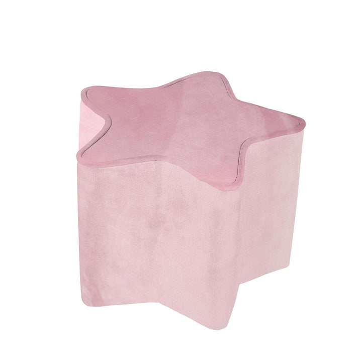 roba Kinderhocker Lil Sofa in Sternform - Bequemer Hocker in rosa Samtstoff - Polstermöbel Pouf für