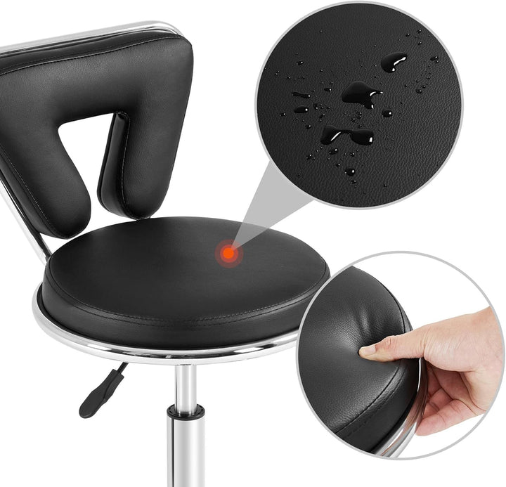 Yaheetech Rollhocker mit Rückenlehne Höhenverstellbar 46,5-61cm Drehhocker mit Rollen 360° Drehbar B