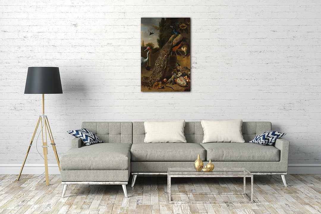 Printed Paintings Leinwand (60x80cm): Melchior d'Hondecoeter - Pfauen 60x80 cm, 60x80 cm