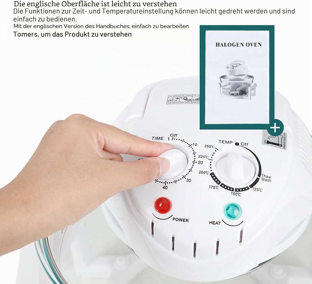 Glas-Luftfritteuse, 360 Grad Sichtbare ölfreie Lebensmittelfritteuse, 12 L Elektrische Fritteuse mit