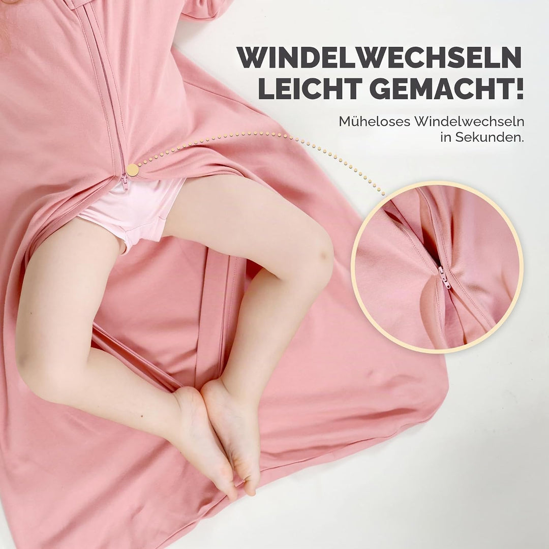 Mama Cheetah Baby Schlafsack mit Ärmeln, 0.5 TOG Bio-Baumwolle Wearable Blanket und Zwei-Wege-Reissv