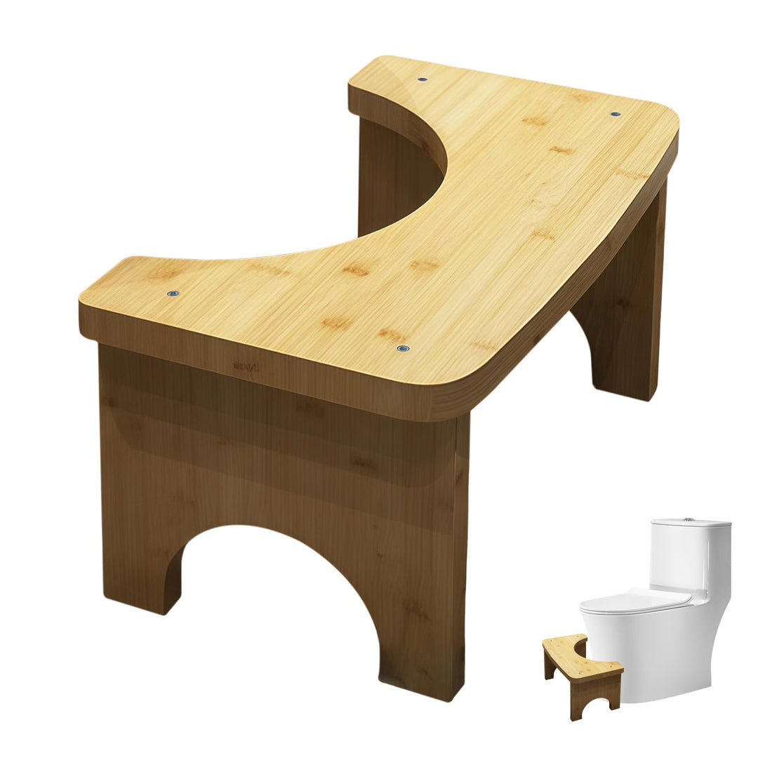 Toilettenhocker Holz WC Hocker Erwachsene Kinder, 37×20×17cm Ergonomisch Toilettenhocker, Klohocker