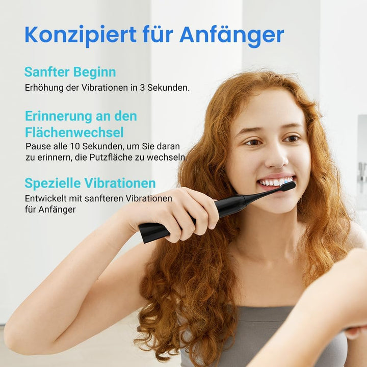 Etekcity Elektrische Schallzahnbürste, Deep Clean Modi, 6 Bürstenköpfe, schnelle Aufladung für 60 Ta