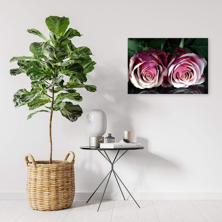 Feeby Wandbilder Blumen Lila Rosen XXL 90x60 cm 1Teilig Wohnzimmer Schlafzimmer Bilder Bild auf Lein