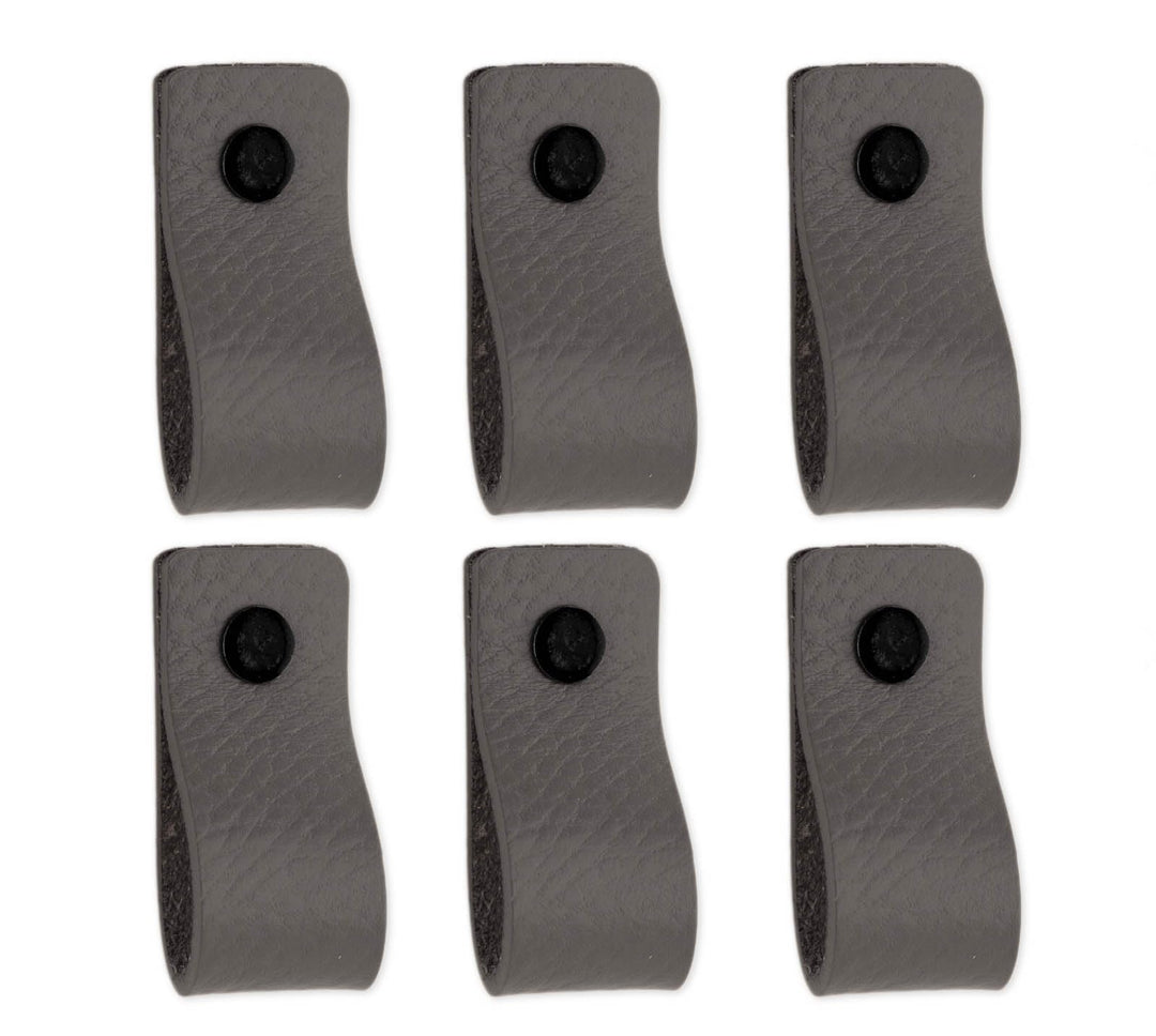 Brute Strength - Ledergriffe für Möbel - Grau - 6 Stück - 12,5 x 2,5 cm - Schrankgriff, Türgriff für