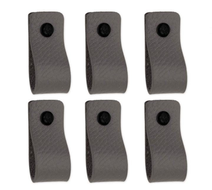 Brute Strength - Ledergriffe für Möbel - Grau - 6 Stück - 12,5 x 2,5 cm - Schrankgriff, Türgriff für