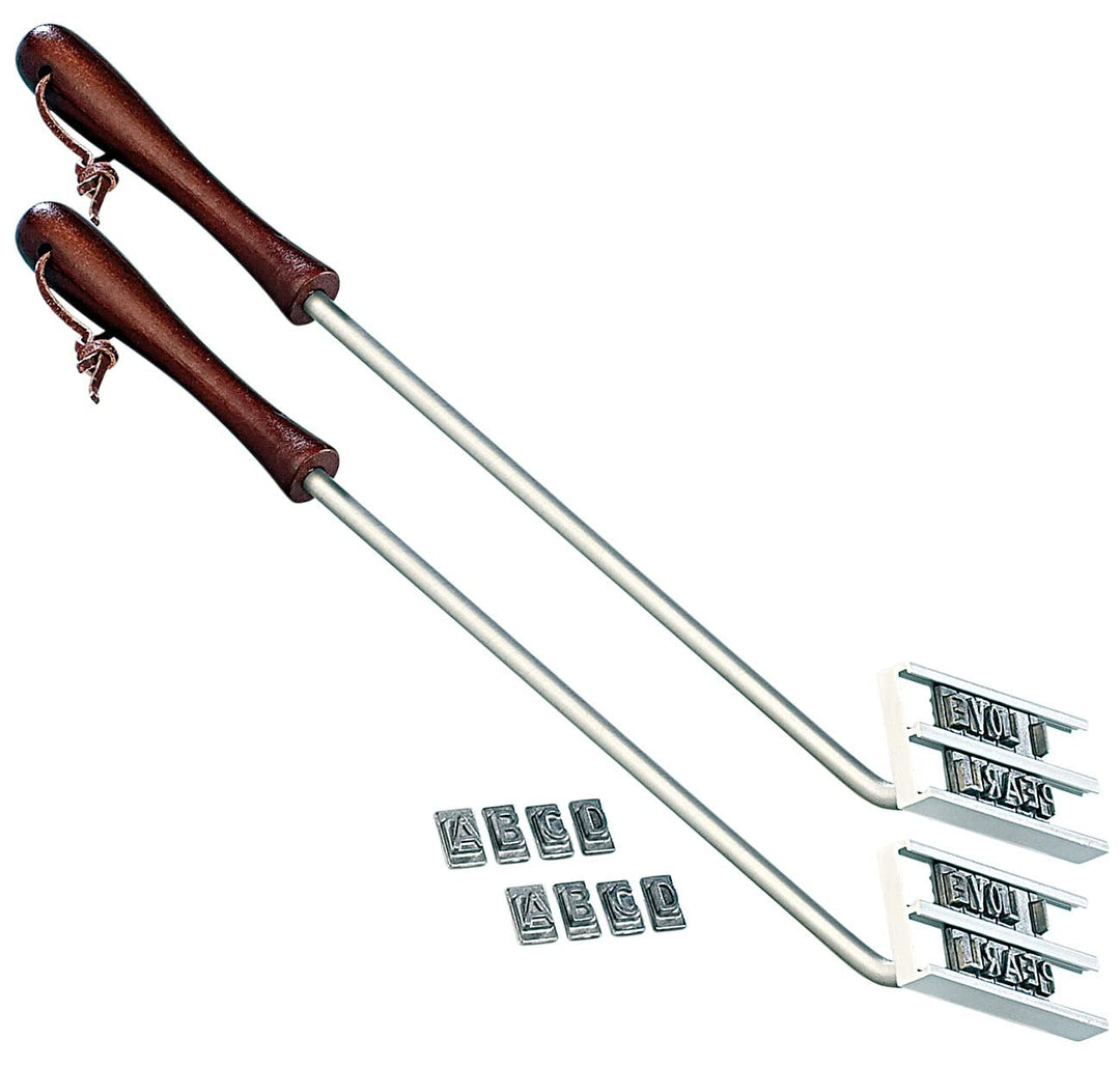 infactory Grilleisen: 2er-Set BBQ-Brandeisen mit wechselbaren Buchstaben (Grillstempel, BBQ Grill Br