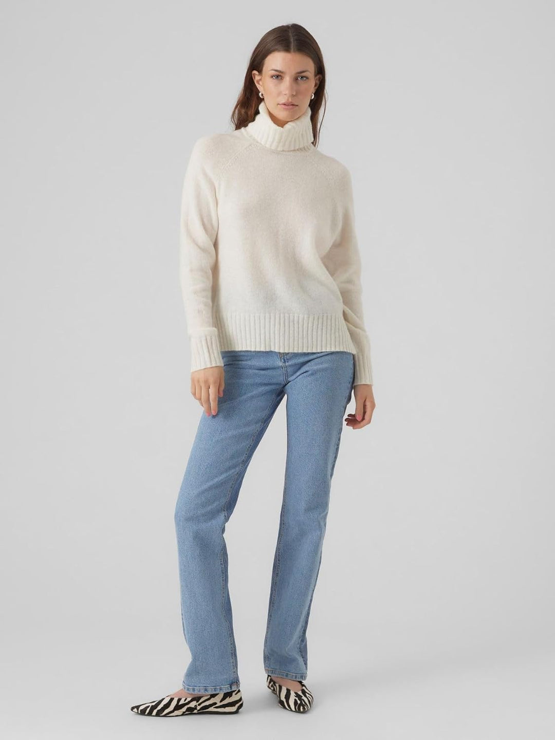 VERO MODA Damen Vmdaniela Ls Cowlneck Ga Noos Pullover XS Birch/Detail:w. Melange, XS Birch/Detail:w