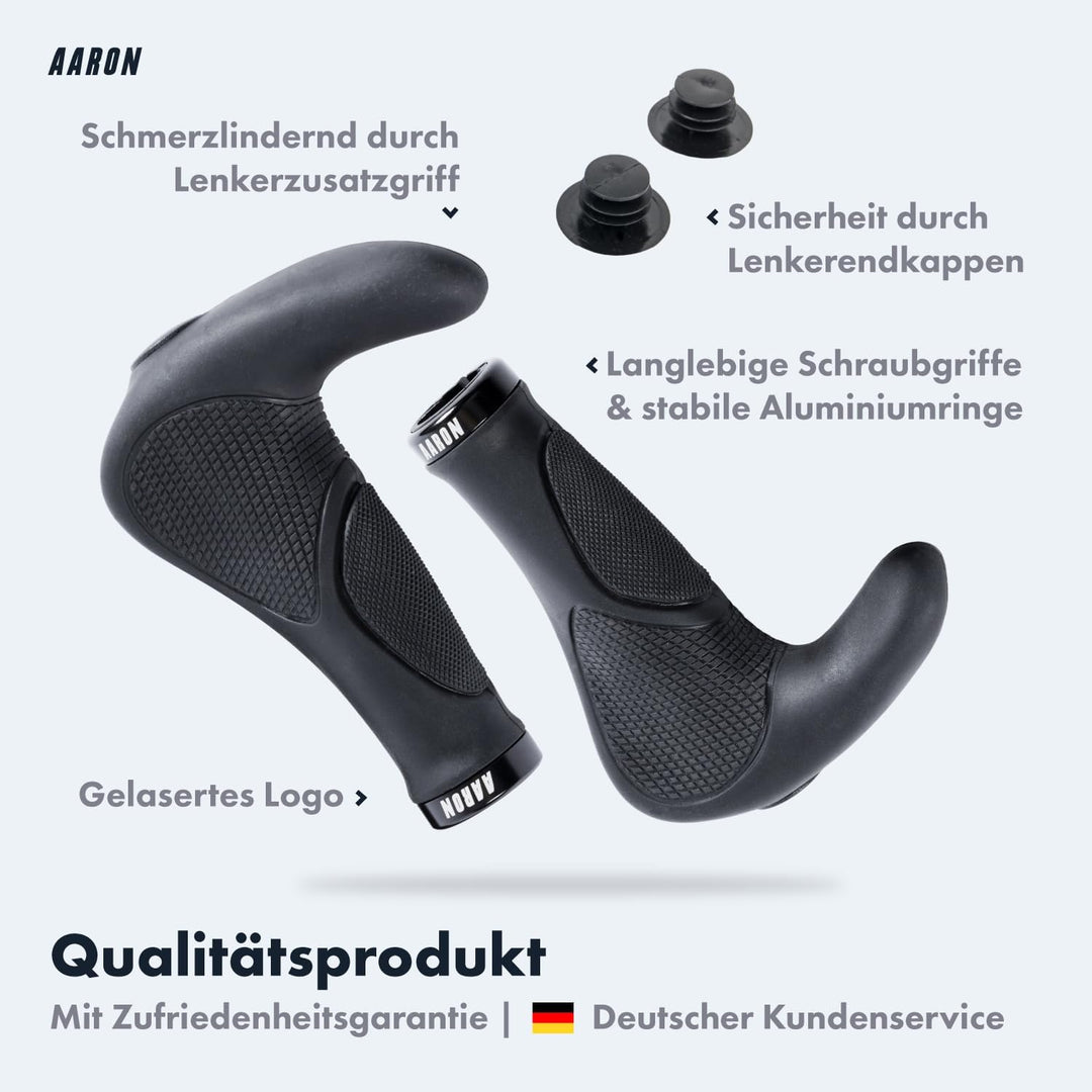 AARON Horn Lenker Griffe mit Gel Dämpfung, ergonomische Lenkerhörner aus rutschfestem Gummi, Fahrrad