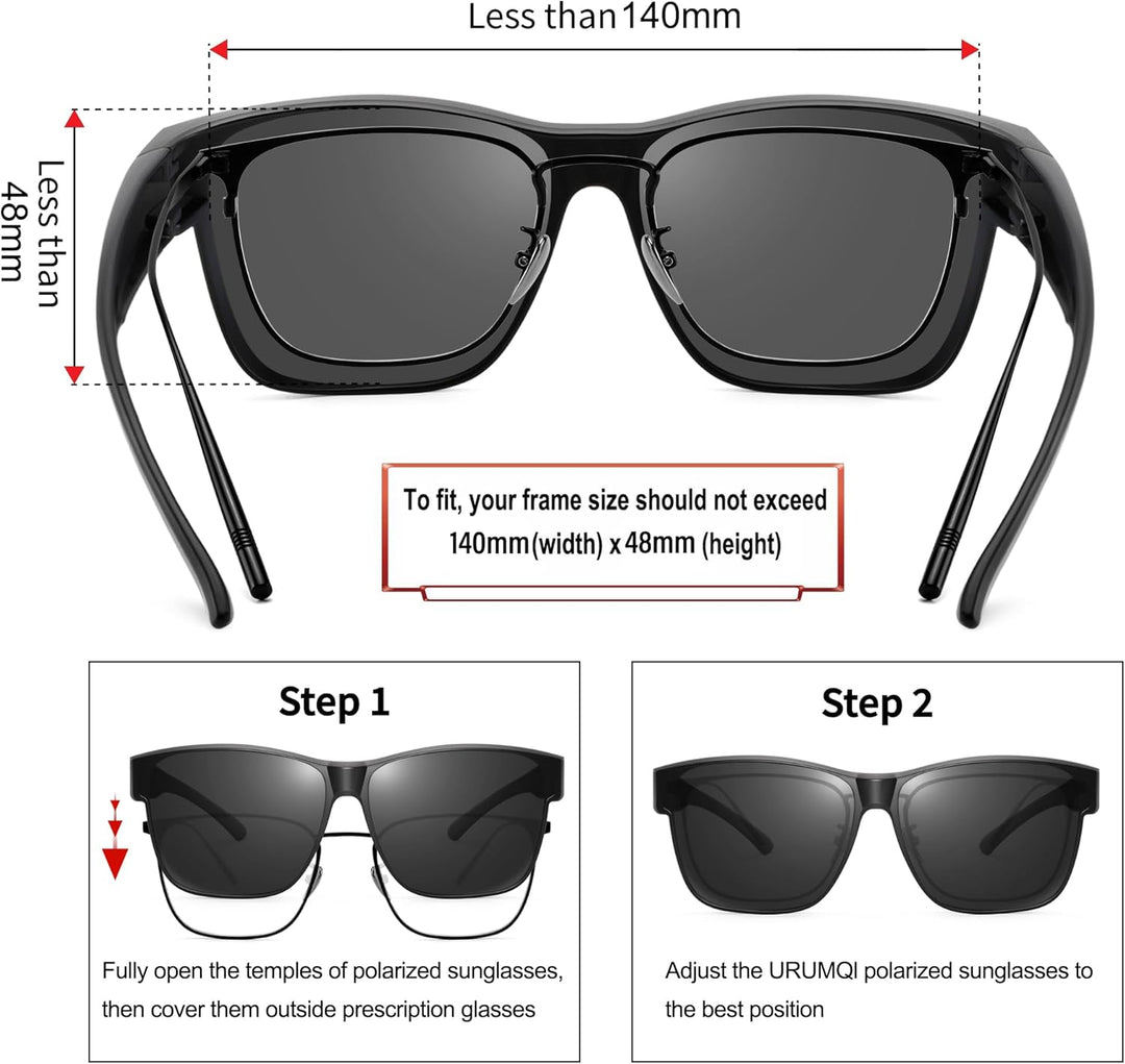 URUMQI Überzieh Sonnenbrille über Normale Brille, Polarisiert Überbrille Sonnenbrille für Brillenträ