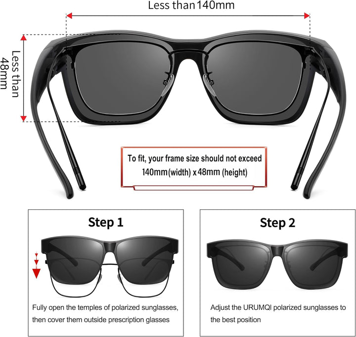 URUMQI Überzieh Sonnenbrille über Normale Brille, Polarisiert Überbrille Sonnenbrille für Brillenträ