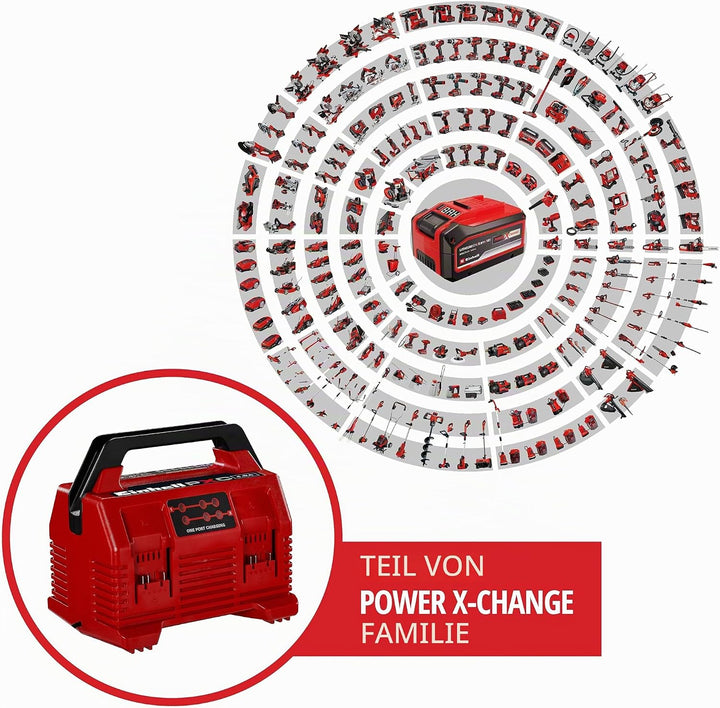 Original Einhell Kit PXC 4X 5,2 Ah &amp; Quattrocharger 4 A | PXC | 18 V | 1260 W | 4x 5,2 Ah Akku | 4-A