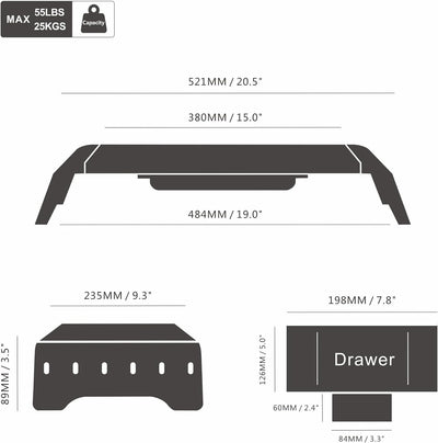 Fenge Monitorständer Bildschirmständer aus Holz für Monitor Laptop Fernseher,Monitor Stand mit Schub