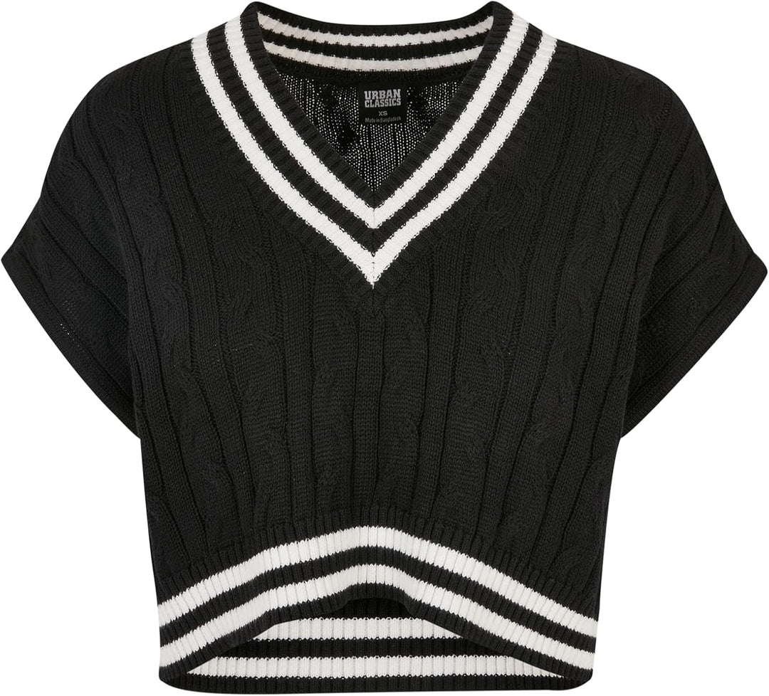 Urban Classics Ladies Cropped Knit College Slipover, stylischer Strickpullunder für Damen im College