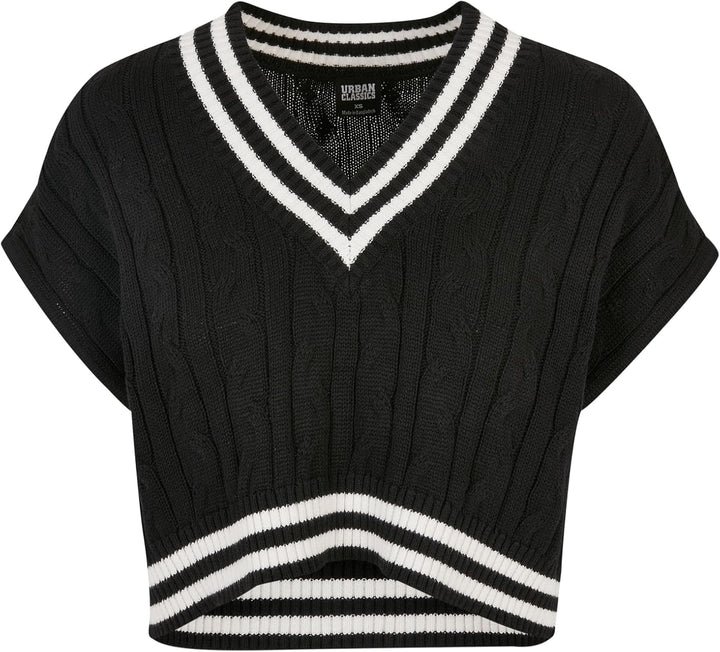 Urban Classics Ladies Cropped Knit College Slipover, stylischer Strickpullunder für Damen im College