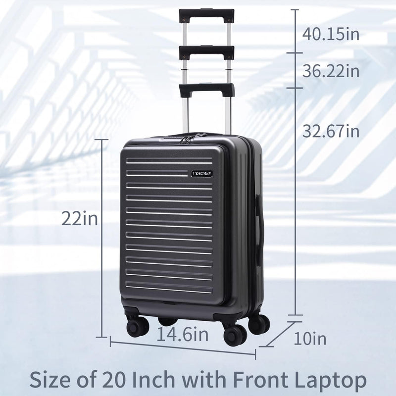 TydeCkare Handgepäck Koffer mit Laptoptasche mit Frontöffnung, 20 Zoll ABS+PC Leicht Hartschalenkoff