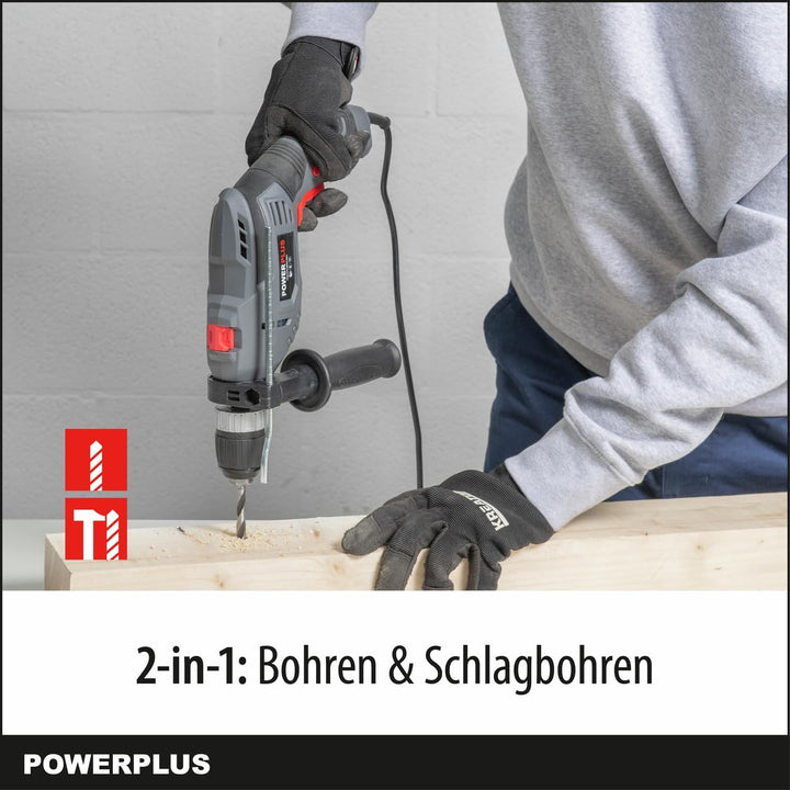Powerplus Elektro-Schlagbohrmaschine POWE10030-2 in 1: (Schlag-) Bohren, 720 W Bohrleistung, 3 Nm, L