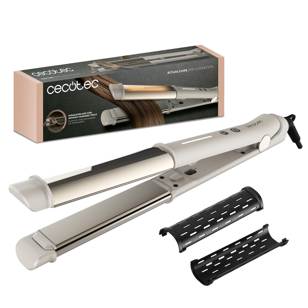 Cecotec Glätteisen RitualCare 2in1 Lisse&Curl, Glätten und Locken, Aussenplatten, MCH-Heizung, Keram