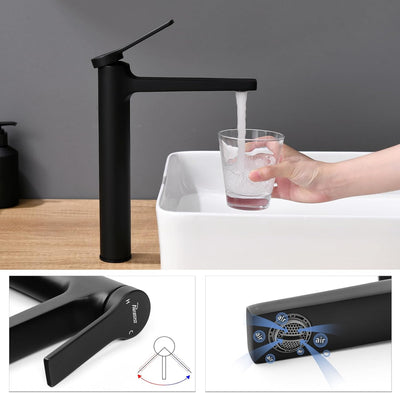 PHASAT Wasserhahn Bad,wasserhahn aufsatzwaschbecken,Hoch Aufsatzwaschbecken Armatur, Mischbatterie E