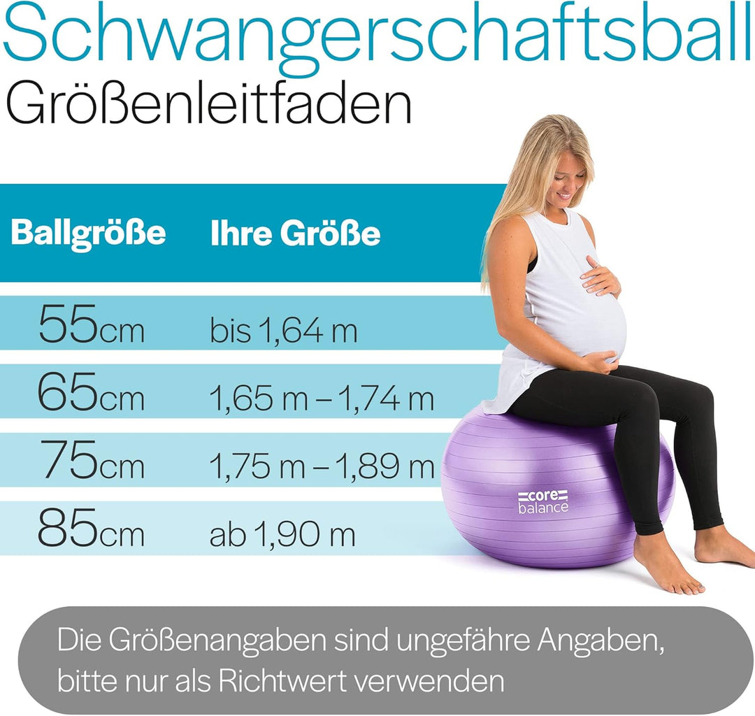 Core Balance Gymnastikball Schwangerschaft – Gymnastikball Gross und Berstsicher für Schwangerschaft