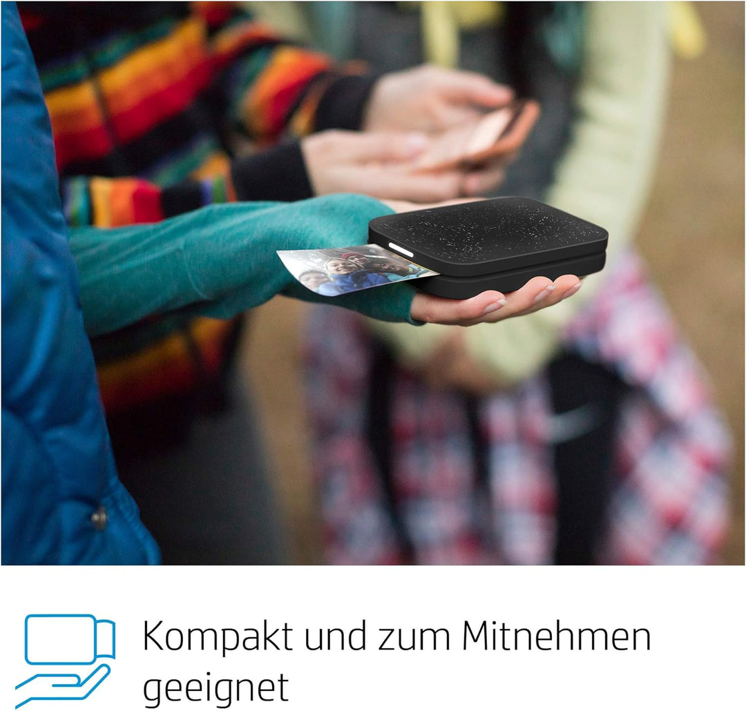 HP Sprocket Mobiler Fotodrucker (Drucken ohne Tinte, Bluetooth, 5 x 7,6 cm Ausdrucke) Noir
