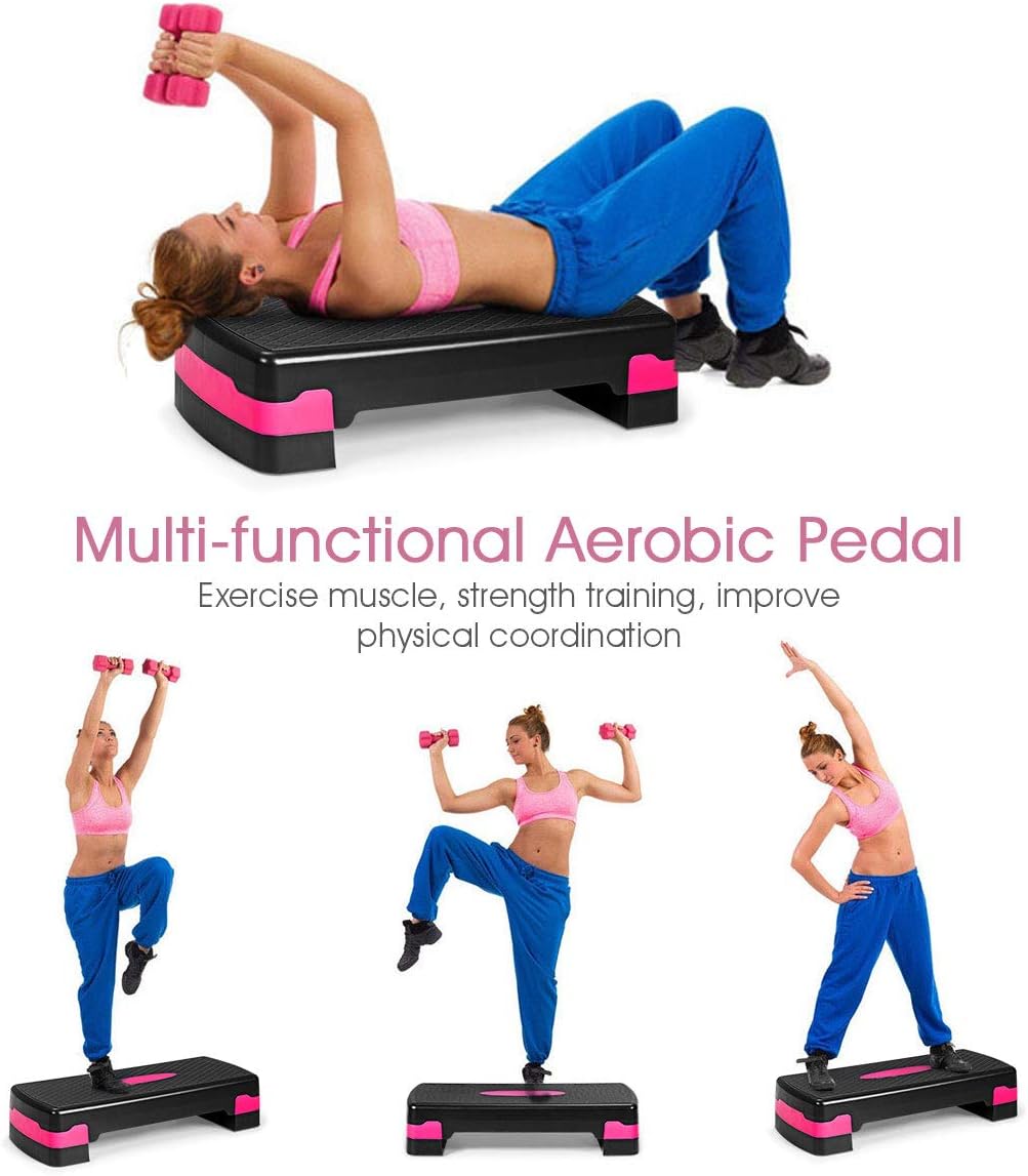 RELAX4LIFE Höhenverstellbarer Stepper mit 3 Stufen (10/15/ 20 cm), Steppbrett PP, Trainingsgerät mit