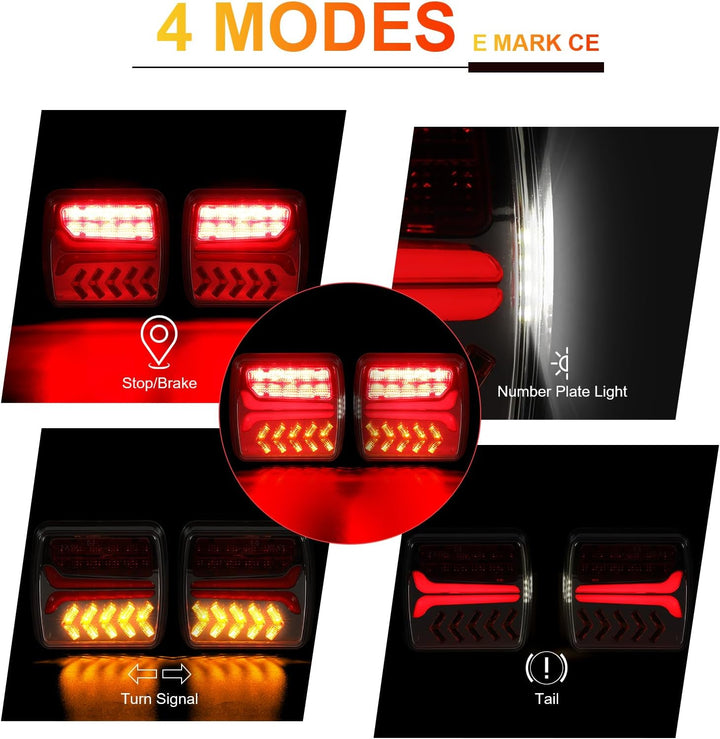 Kabellose LED Rücklichter Anhänger Set, 12V Dynamische Anhänger Rücklichten, Rücklicht Auto Wohnwage