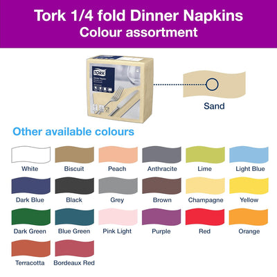 Tork Serviette Dinner sable, pliage 1/4 2 plis, 40 cm x 39 cm, 12 x 150 serviettes, 478747 Sand, San