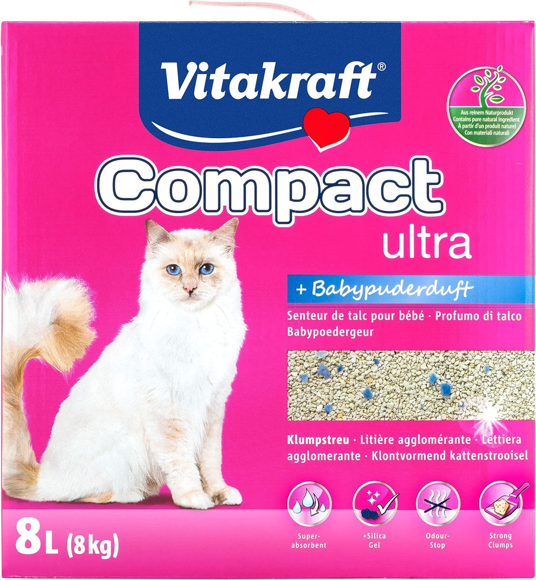 Vitakraft Katzenstreu Compact ultra plus, 1x 8kg 8 kg (1er Pack), 8 kg (1er Pack)