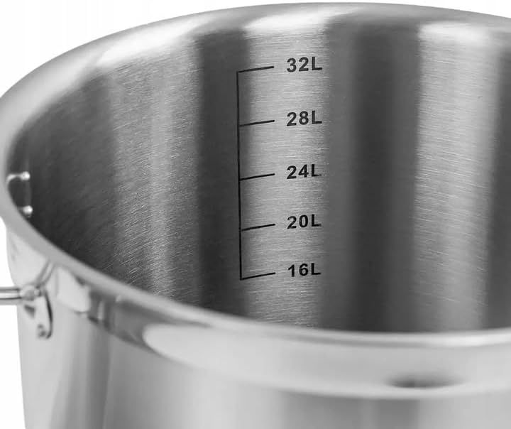 Mega-M Kochtopf GROSSE Induktion aus Edelstahl AISI 443 mit DECKEL PRO Küche Keramik, Elektro, Gas,