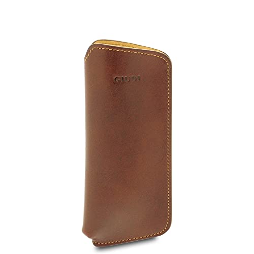 GIUDI ® - Brillenetui aus Kalbsleder, echtes Leder, braun, 17,50 x 7,00 x 3,00 cm,, Braun
