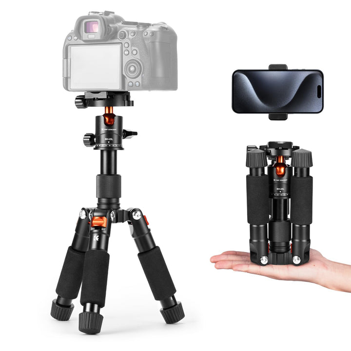 K&F Concept Mini Stativ,kompaktes Kamera Stativ mit 360° Kugelkopf,52 cm Desktop Stativ,Tischstativ