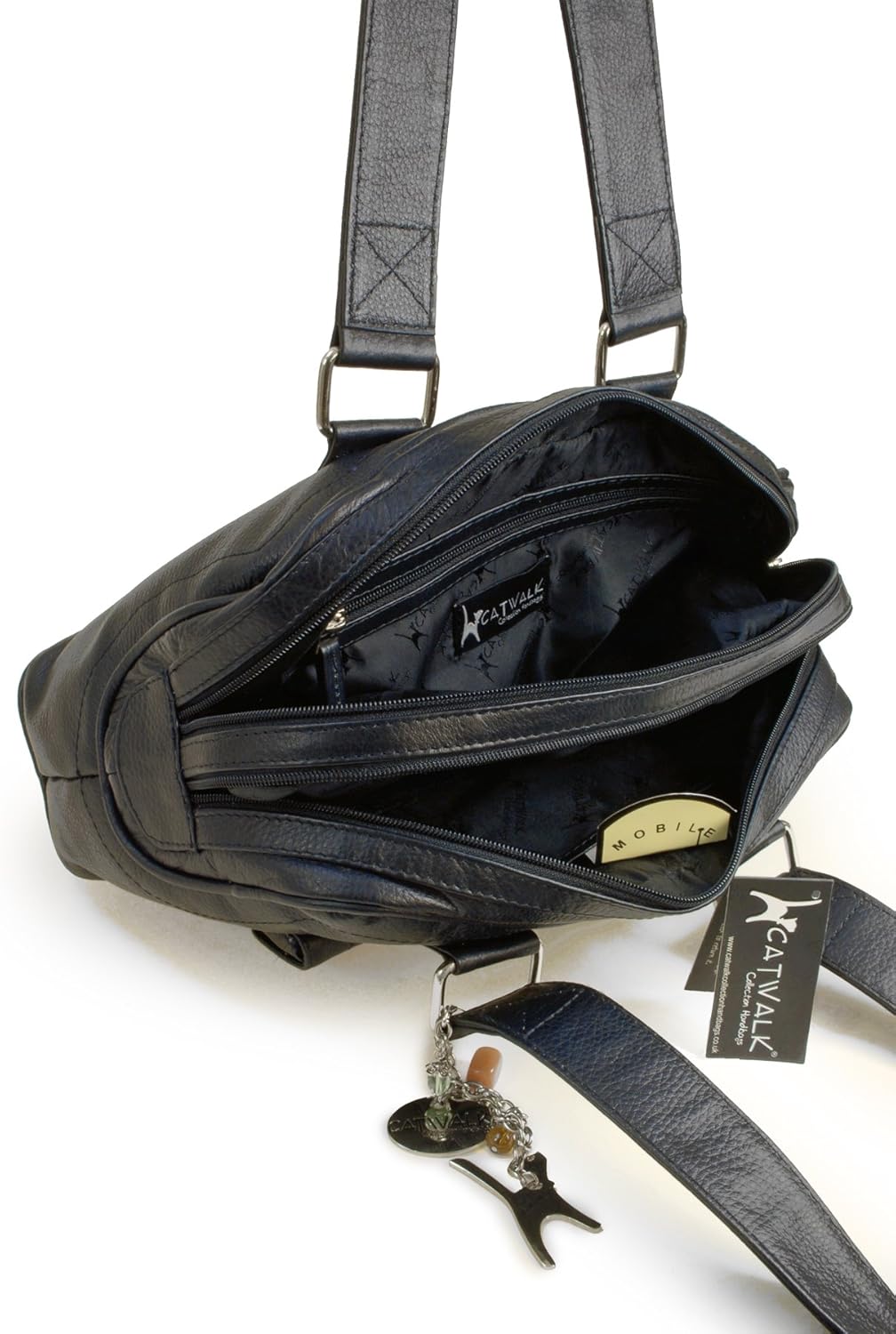Catwalk Collection Handbags - Leder - Top Griff Handtasche - CAROLINE Schwarz, Schwarz