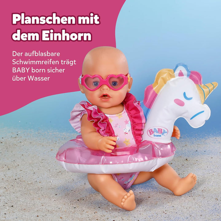 BABY Born Schwimmset Einhorn - Puppenbekleidung für 43cm Puppen inkl. Schwimmreifen, Badeanzug &amp; Son