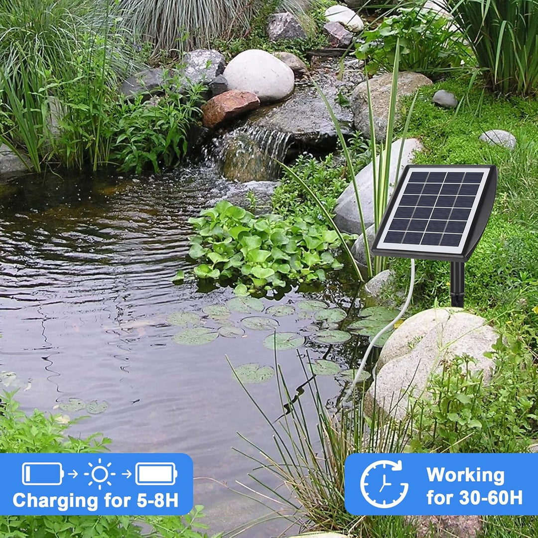 GuKKK Solar Sauerstoffpumpe, 2W Solar Teichbelüfter mit 2200mAh Akku, Solar Luftpumpe Aquarium Oxyge
