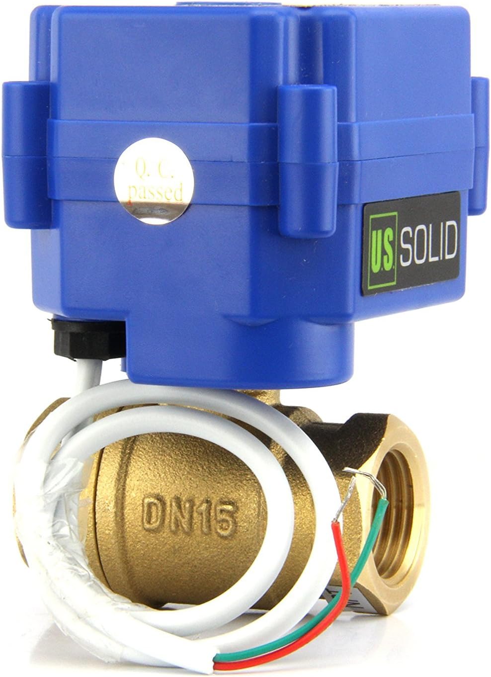 U.S. Solid Motorisierter Kugelhahn 3/4 Zoll, Messing-Kugelhahn mit Standardanschluss, 9-24 V AC/DC u