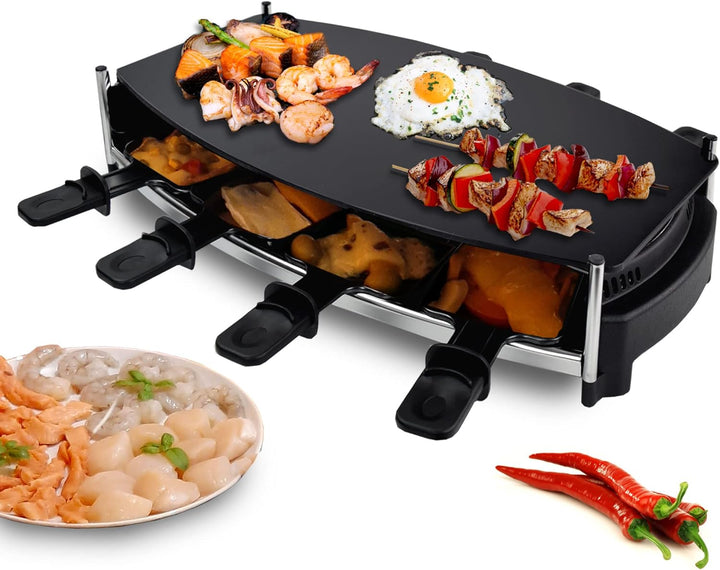 Syntrox Germany Raclette mit Glas-Keramik Grillplatte Design Glas für 8 Personen RAC-1000W-Wallis