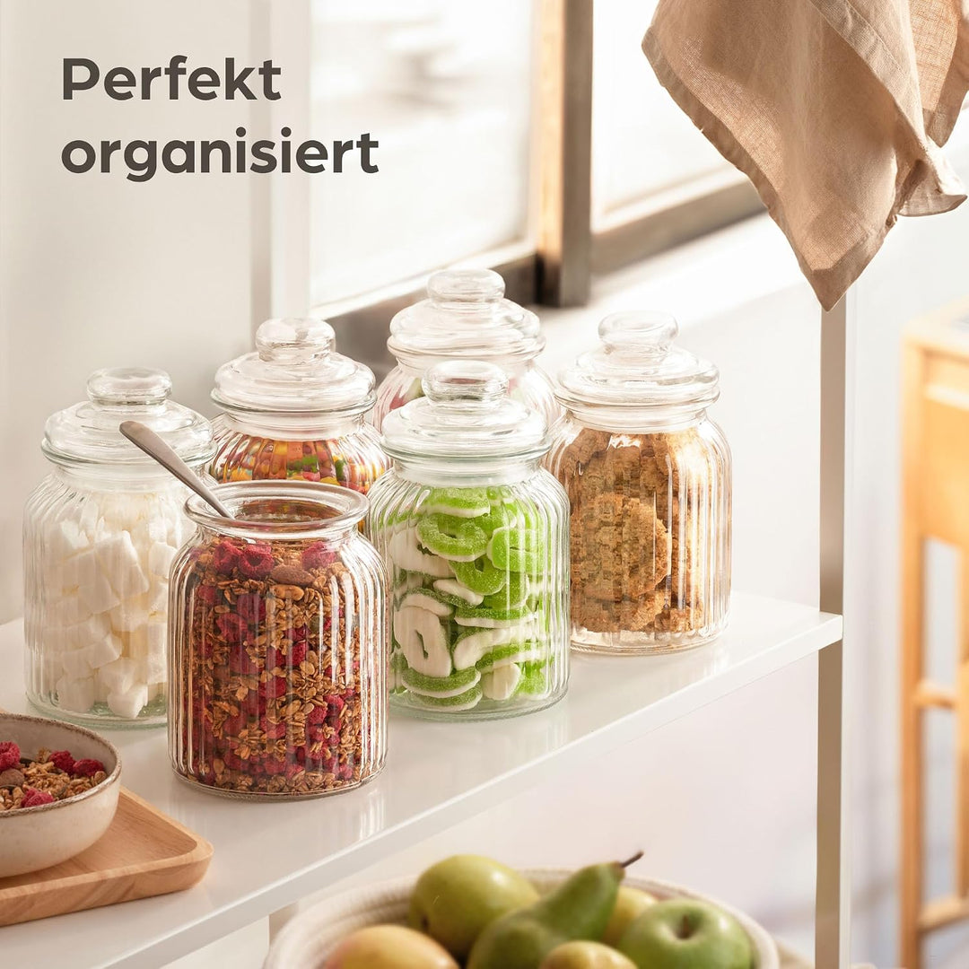 Praknu 6 Vorratsglas mit Deckel &amp; Etiketten - 1L - Bonbonglas Vorratsgläser für Candy Bar, Hochzeit,