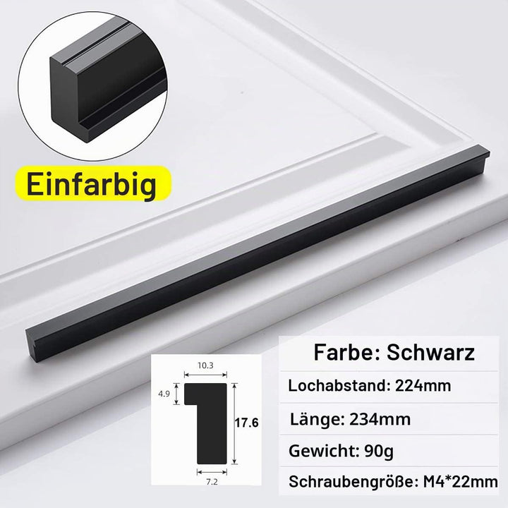 Qrity 10 Stück Aluminiumlegierung Möbelgriff Stangengriff Bohrlochabstand 224 mm Küchengriff Schrank