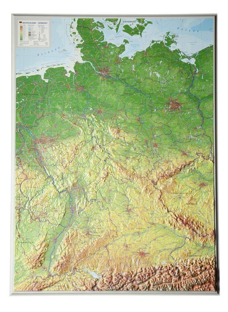 Deutschland 1:1.2MIO: Reliefkarte Deutschland (Tiefgezogenes Kunststoffrelief), Karte