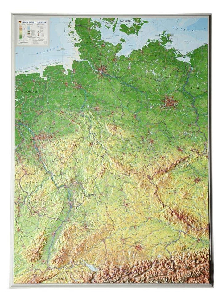 Deutschland 1:1.2MIO: Reliefkarte Deutschland (Tiefgezogenes Kunststoffrelief), Karte