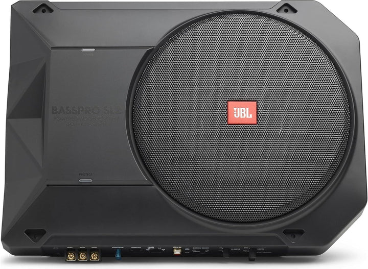JBL BassPro SL2 Aktiv Subwoofer Auto Set - Aktiver Car hifi Untersitz Bassbox Gehäuse mit Bassreflex