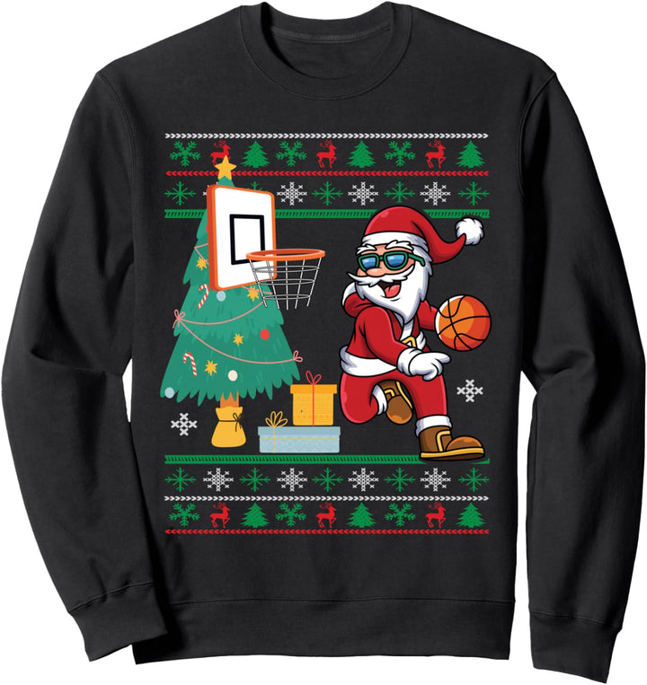 Basketball-Weihnachtspullover Dunking Santa Ugly Sweater Sweatshirt