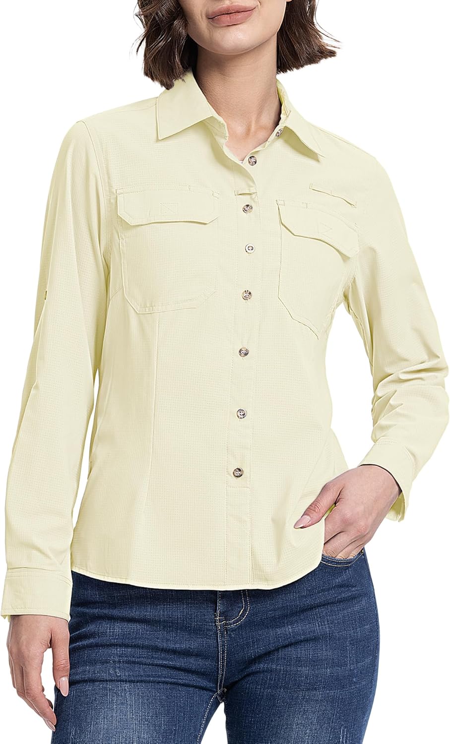 33,000ft Hemd Damen UPF50+ UV Schutz Outdoorhemd Schnelltrocknend Freizeithemd Langarm Funktionshemd