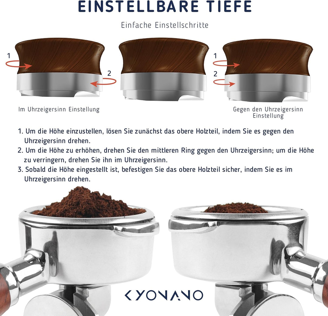 KYONANO Kaffeeverteiler 58mm Espresso Ausgleichwerkzeug, verteilt den Kaffeepulver gleichmässig auf