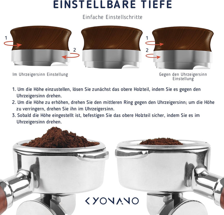 KYONANO Kaffeeverteiler 58mm Espresso Ausgleichwerkzeug, verteilt den Kaffeepulver gleichmässig auf