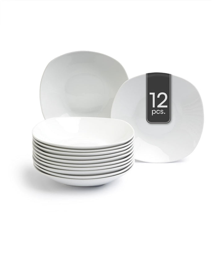 Suppenteller Tiefteller Salatteller - Porzellan - Weiss - 22 cm - 12er Set